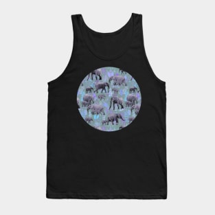 Sweet Elephants in Purple and Grey Tank Top